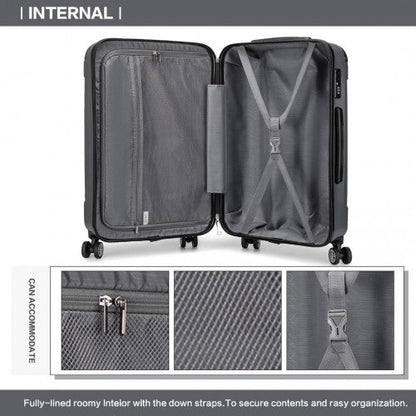 K1777 - 1L - Kono 28 Inch ABS Lightweight Compact Hard Shell Travel Luggage For Extended Journeys - Grey - Easy Luggage