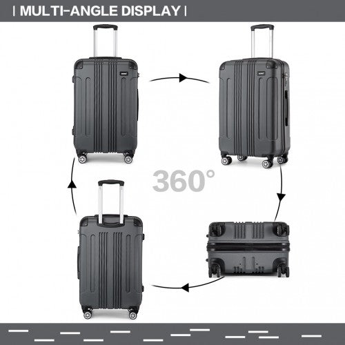 K1777 - 1L - Kono 28 Inch ABS Lightweight Compact Hard Shell Travel Luggage For Extended Journeys - Grey - Easy Luggage