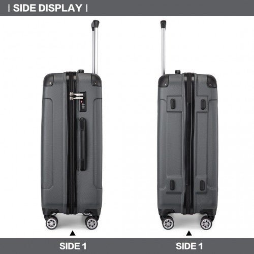 K1777 - 1L - Kono 28 Inch ABS Lightweight Compact Hard Shell Travel Luggage For Extended Journeys - Grey - Easy Luggage