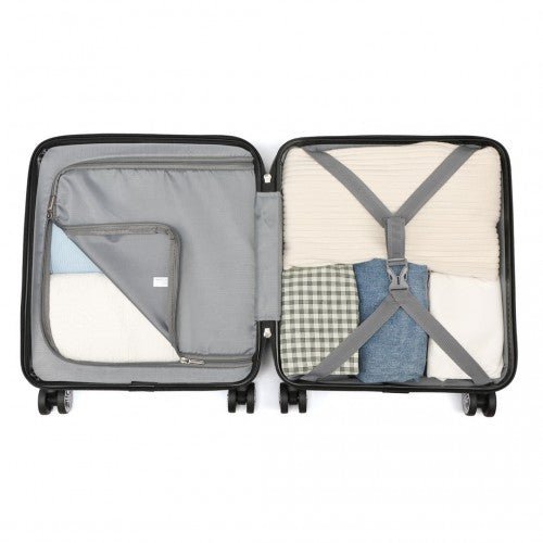 K1871 - 1L - Kono ABS 16 Inch Sculpted Horizontal Design Cabin Luggage - Navy - Easy Luggage