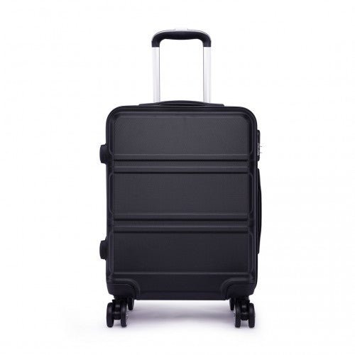 K1871 - 1L - Kono ABS 20 Inch Sculpted Horizontal Design Cabin Luggage - Black - Easy Luggage