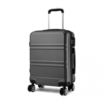 K1871 - 1L - Kono ABS 20 Inch Sculpted Horizontal Design Cabin Luggage - Grey - Easy Luggage