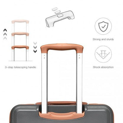 K1871 - 1L - Kono ABS 20 Inch Sculpted Horizontal Design Cabin Luggage - Grey And Brown - Easy Luggage