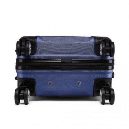 K1871 - 1L - Kono ABS 20 Inch Sculpted Horizontal Design Cabin Luggage - Navy Blue - Easy Luggage