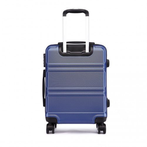 K1871 - 1L - Kono ABS 20 Inch Sculpted Horizontal Design Cabin Luggage - Navy Blue - Easy Luggage