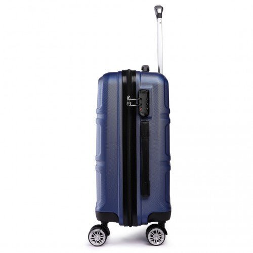 K1871 - 1L - Kono ABS 20 Inch Sculpted Horizontal Design Cabin Luggage - Navy Blue - Easy Luggage