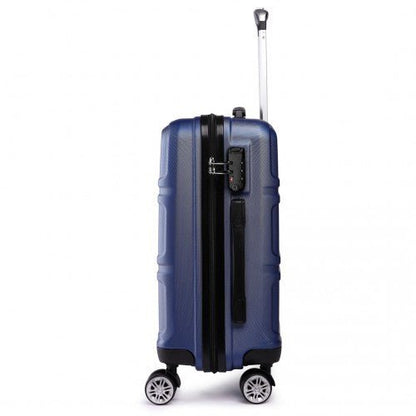 K1871 - 1L - Kono ABS 20 Inch Sculpted Horizontal Design Cabin Luggage - Navy Blue - Easy Luggage