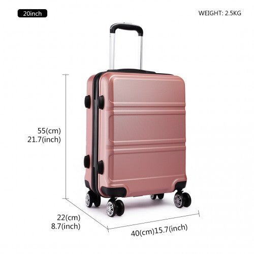 K1871 - 1L - Kono ABS 20 Inch Sculpted Horizontal Design Cabin Luggage - Nude - Easy Luggage
