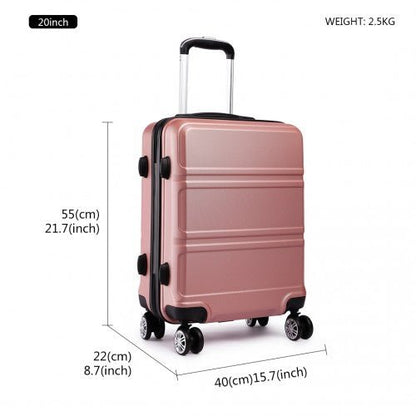 K1871 - 1L - Kono ABS 20 Inch Sculpted Horizontal Design Cabin Luggage - Nude - Easy Luggage