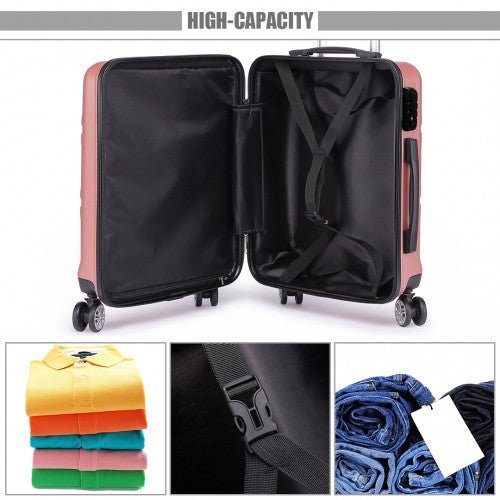 K1871 - 1L - Kono ABS 20 Inch Sculpted Horizontal Design Cabin Luggage - Nude - Easy Luggage