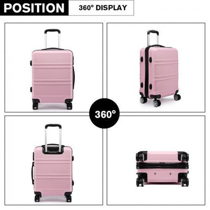 K1871 - 1L - Kono ABS 20 Inch Sculpted Horizontal Design Cabin Luggage - Pink - Easy Luggage