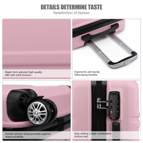 K1871 - 1L - Kono ABS 20 Inch Sculpted Horizontal Design Cabin Luggage - Pink - Easy Luggage