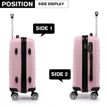 K1871 - 1L - Kono ABS 20 Inch Sculpted Horizontal Design Cabin Luggage - Pink - Easy Luggage