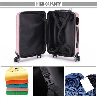K1871 - 1L - Kono ABS 20 Inch Sculpted Horizontal Design Cabin Luggage - Pink - Easy Luggage
