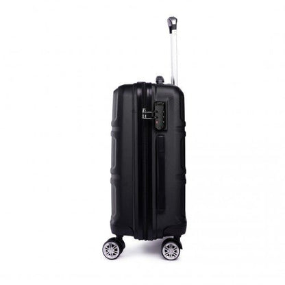 K1871 - 1L - Kono ABS 24 Inch Sculpted Horizontal Design Suitcase - Black - Easy Luggage