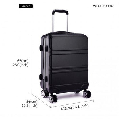 K1871 - 1L - Kono ABS 24 Inch Sculpted Horizontal Design Suitcase - Black - Easy Luggage