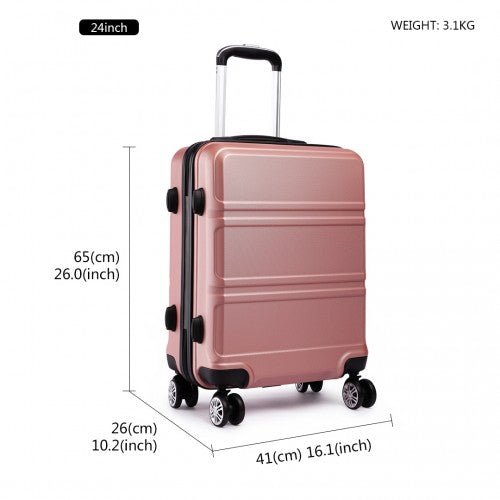 K1871 - 1L - Kono ABS 24 Inch Sculpted Horizontal Design Suitcase - Nude - Easy Luggage