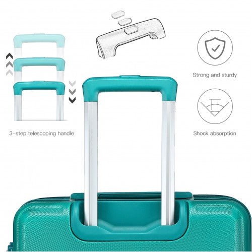 K1871 - 1L - Kono ABS 24 Inch Sculpted Horizontal Design Suitcase - Teal - Easy Luggage