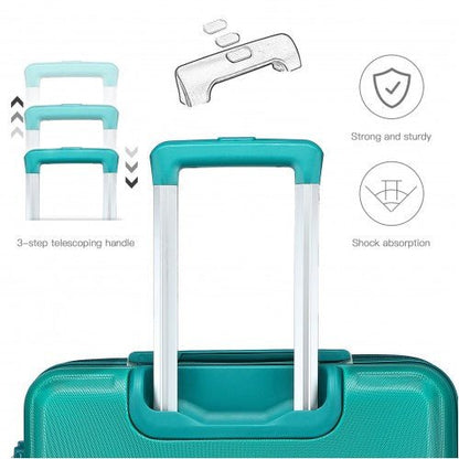 K1871 - 1L - Kono ABS 24 Inch Sculpted Horizontal Design Suitcase - Teal - Easy Luggage