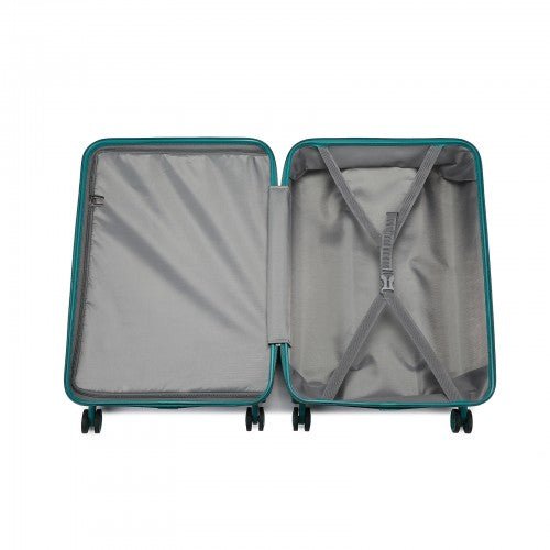 K1871 - 1L - Kono ABS 24 Inch Sculpted Horizontal Design Suitcase - Teal - Easy Luggage