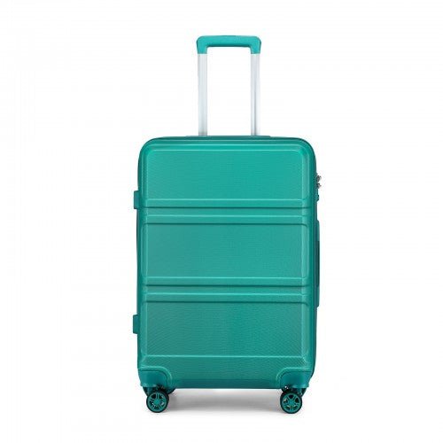K1871 - 1L - Kono ABS 24 Inch Sculpted Horizontal Design Suitcase - Teal - Easy Luggage