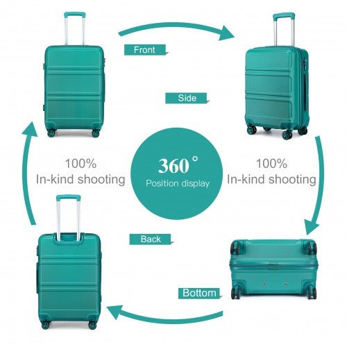 K1871 - 1L - Kono ABS 24 Inch Sculpted Horizontal Design Suitcase - Teal - Easy Luggage