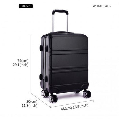K1871 - 1L - Kono ABS 28 Inch Sculpted Horizontal Design Suitcase - Black - Easy Luggage