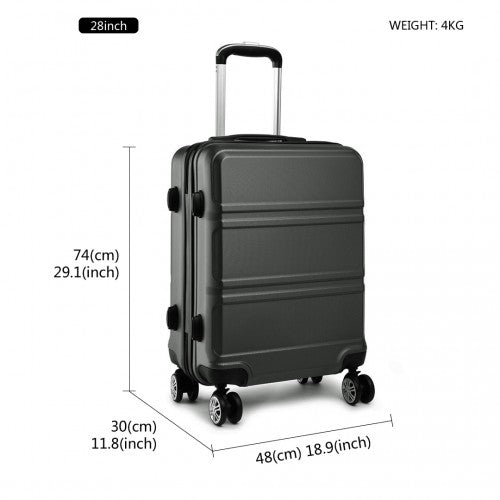 K1871 - 1L - Kono ABS 28 Inch Sculpted Horizontal Design Suitcase - Grey - Easy Luggage