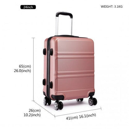 K1871 - 1L - Kono ABS Sculpted Horizontal Design 3 Piece Suitcase Set - Nude - Easy Luggage