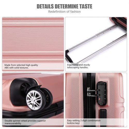 K1871 - 1L - Kono ABS Sculpted Horizontal Design 3 Piece Suitcase Set - Nude - Easy Luggage