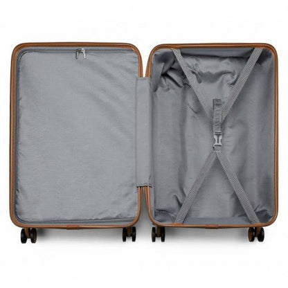 K1871 - 1L+EA2212 - Kono ABS 4 Wheel Suitcase Set With Vanity Case And Weekend Bag And Toiletry Bag - Cream - Easy Luggage