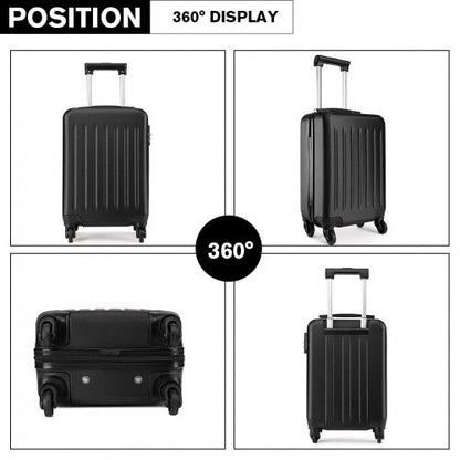 K1872L - Kono 19 Inch ABS Hard Shell Carry On Luggage 4 Wheel Spinner Suitcase - Black - Easy Luggage