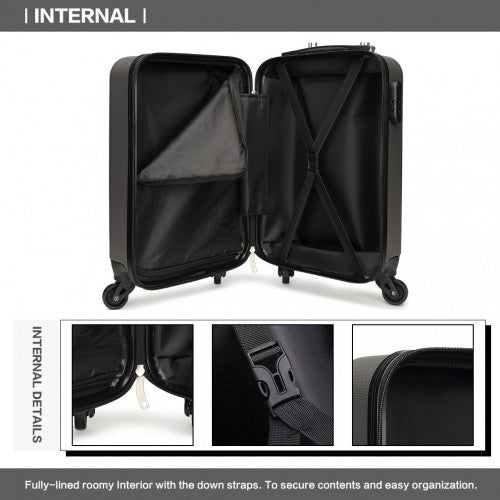 K1872L - Kono 19 Inch ABS Hard Shell Carry On Luggage 4 Wheel Spinner Suitcase - Grey - Easy Luggage