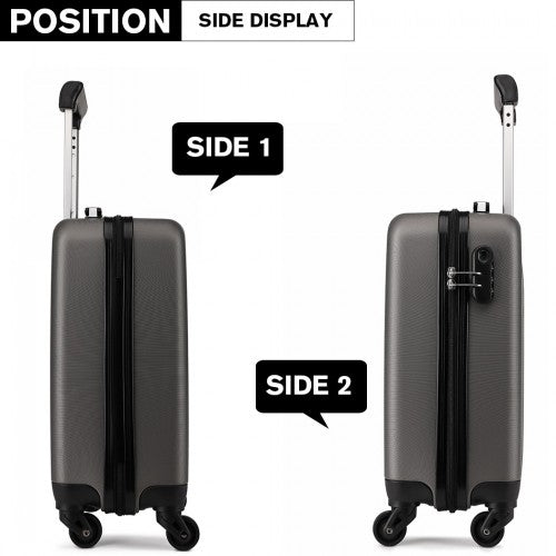 K1872L - Kono 19 Inch ABS Hard Shell Carry On Luggage 4 Wheel Spinner Suitcase - Grey - Easy Luggage