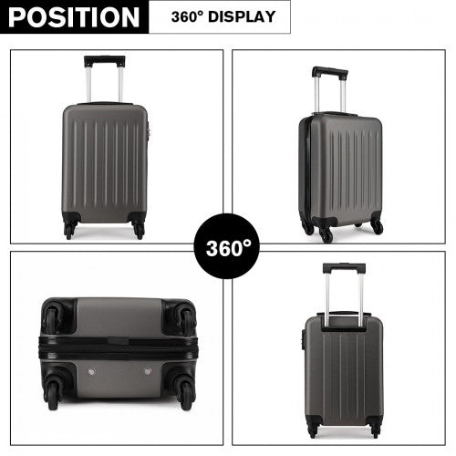 K1872L - Kono 19 Inch ABS Hard Shell Carry On Luggage 4 Wheel Spinner Suitcase - Grey - Easy Luggage
