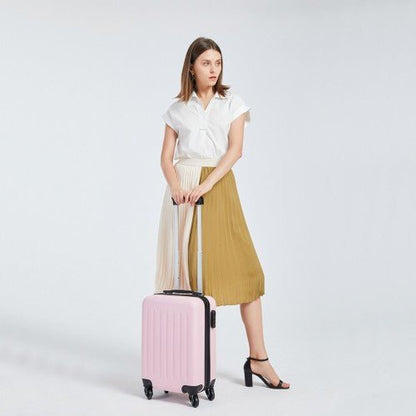 K1872L - Kono 19 Inch ABS Hard Shell Carry On Luggage 4 Wheel Spinner Suitcase - Navy - Easy Luggage