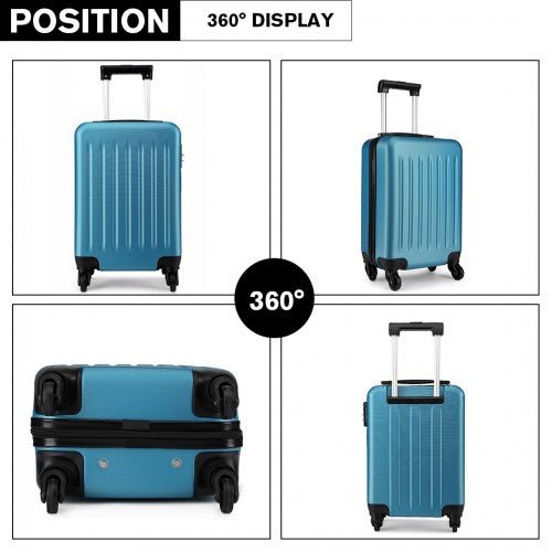K1872L - Kono 19 Inch ABS Hard Shell Carry On Luggage 4 Wheel Spinner Suitcase - Navy - Easy Luggage