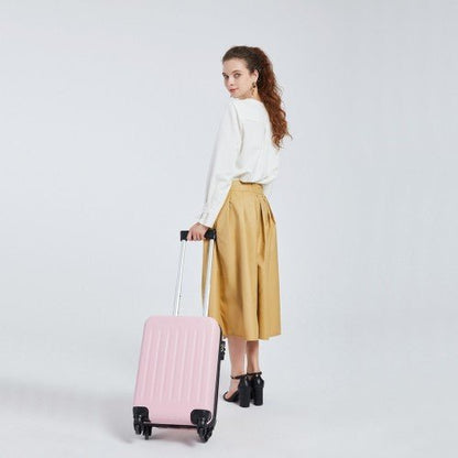 K1872L - Kono 19 Inch ABS Hard Shell Carry On Luggage 4 Wheel Spinner Suitcase - Navy - Easy Luggage