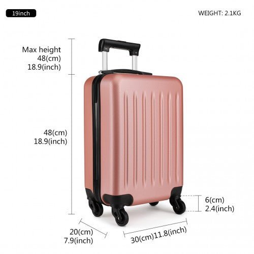 K1872L - Kono 19 Inch ABS Hard Shell Carry On Luggage 4 Wheel Spinner Suitcase - Nude - Easy Luggage