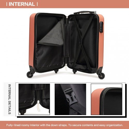 K1872L - Kono 19 Inch ABS Hard Shell Carry On Luggage 4 Wheel Spinner Suitcase - Nude - Easy Luggage