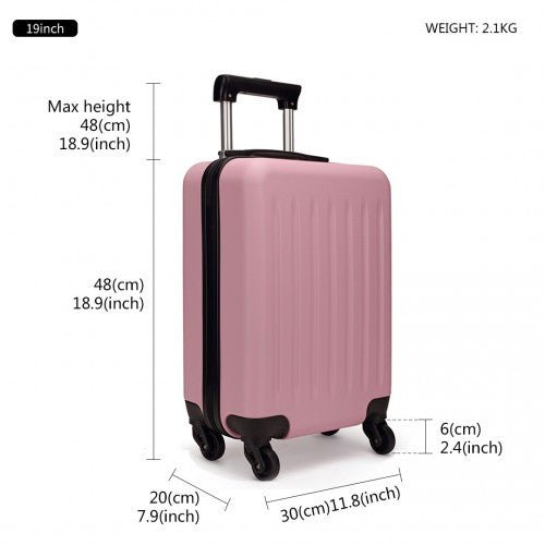 K1872L - Kono 19 Inch ABS Hard Shell Carry On Luggage 4 Wheel Spinner Suitcase - Pink - Easy Luggage