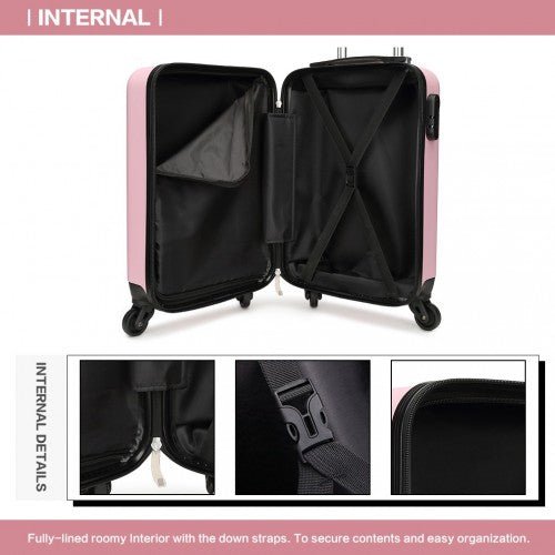 K1872L - Kono 19 Inch ABS Hard Shell Carry On Luggage 4 Wheel Spinner Suitcase - Pink - Easy Luggage