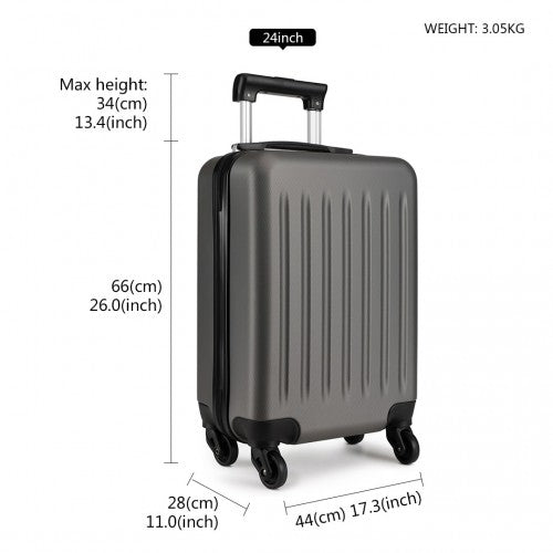 K1872L - Kono 24 Inch ABS Hard Shell Luggage 4 Wheel Spinner Suitcase - Grey - Easy Luggage