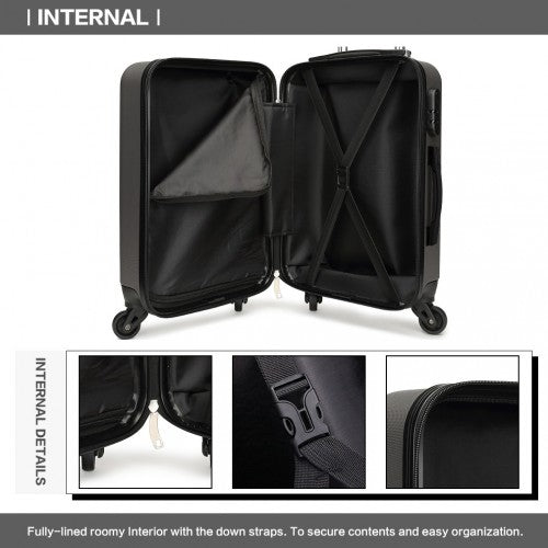K1872L - Kono 24 Inch ABS Hard Shell Luggage 4 Wheel Spinner Suitcase - Grey - Easy Luggage