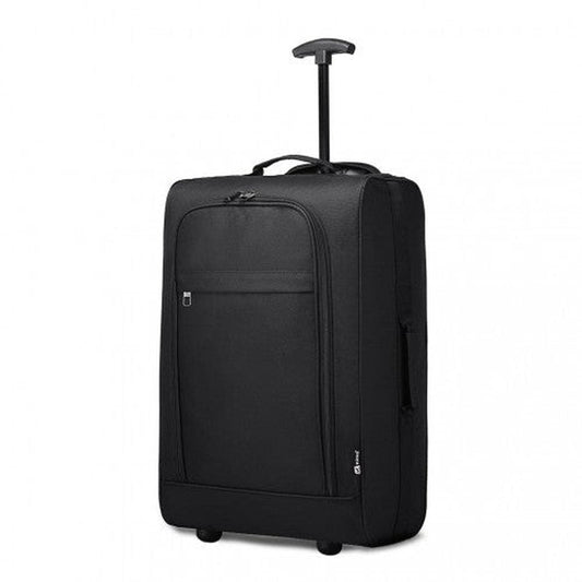K1873 - 2 - Kono CABIN SIZE SOFT SHELL HAND LUGGAGE - BLACK - Easy Luggage