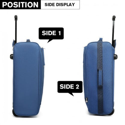 K1873 - 2 - Kono CABIN SIZE SOFT SHELL HAND LUGGAGE - BLUE - Easy Luggage