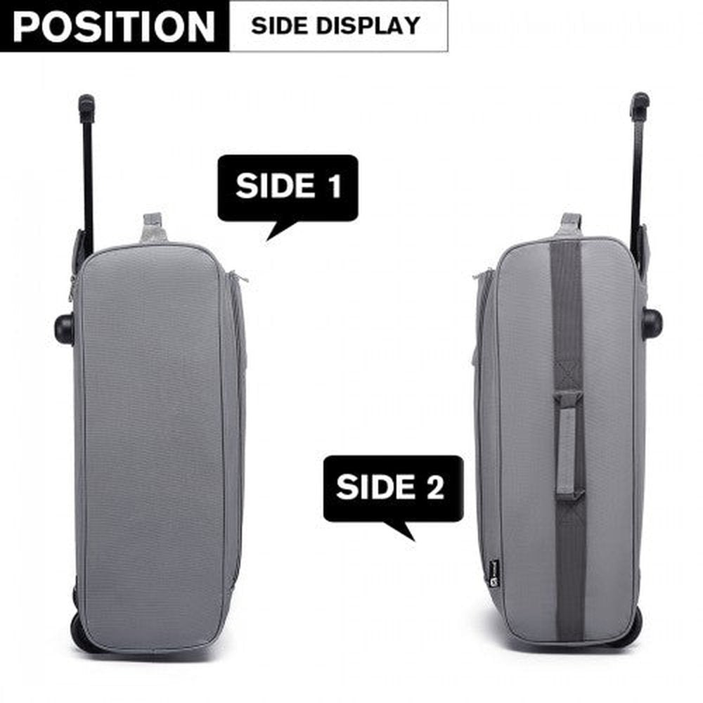 K1873 - 2 - Kono CABIN SIZE SOFT SHELL HAND LUGGAGE - GREY - Easy Luggage