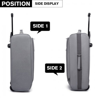 K1873 - 2 - Kono CABIN SIZE SOFT SHELL HAND LUGGAGE - GREY - Easy Luggage