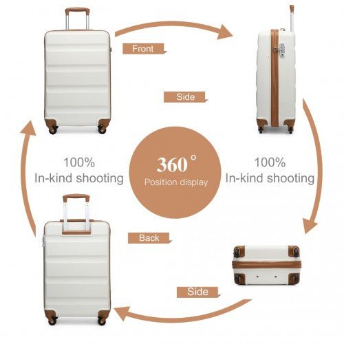 K1991 - 1L - Kono 19 Inch Horizontal Design ABS Hard Shell Suitcase With TSA Lock - Cream - Easy Luggage