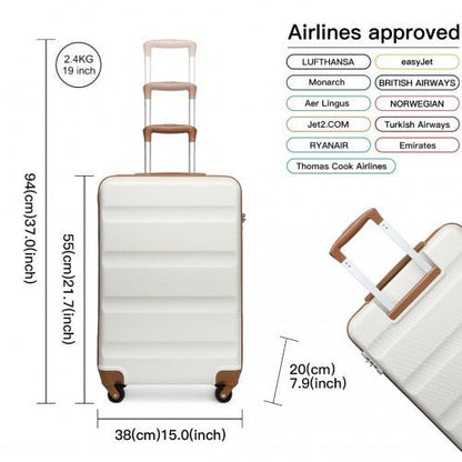 K1991 - 1L - Kono 19 Inch Horizontal Design ABS Hard Shell Suitcase With TSA Lock - Cream - Easy Luggage